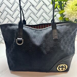 Gucci Black Tote with Gold Logo